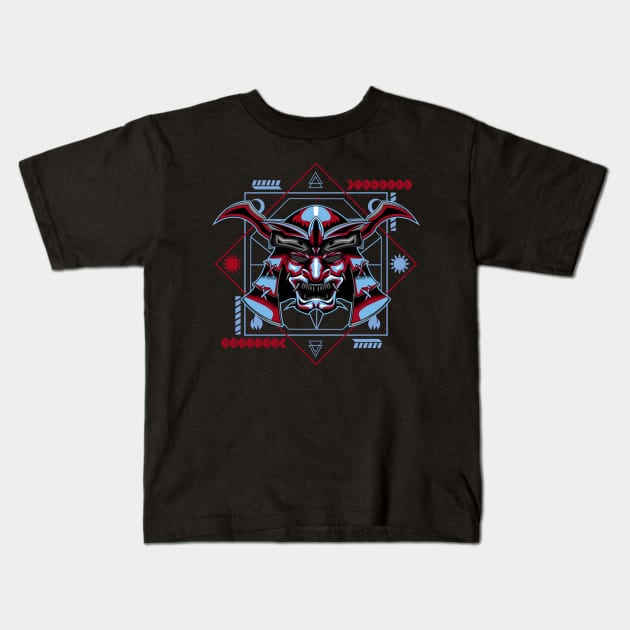 samurai head japan Kids T-Shirt by SHINIGAMII